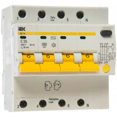 Автоматический выключатель дифференциального тока IEK MAD10-4-025-C-030