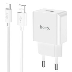 Сетевое зарядное устройство HOCO C106A Leisure White + Type-C Cable