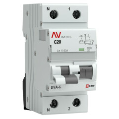 Автоматический выключатель дифференциального тока EKF rcbo6-1pn-20C-30-ac-av