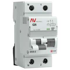 Автоматический выключатель дифференциального тока EKF rcbo6-1pn-25C-30-a-av