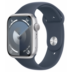 Умные часы Apple Watch Series 9 41mm Silver Aluminum Case with Storm Blue Sport Band S/M (MR903LL/A)