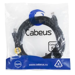 Патч-корд Cabeus PC-UTP-RJ45-Cat.5e-5m-BK-LSZH, 5м