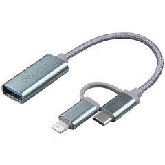 Переходник USB - USB Type-C/Lightning, 0.15м, Deppa 73135