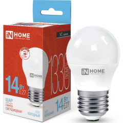 Светодиодная лампочка IN HOME LED-ШАР-VC (14 Вт, Е27) 6500K