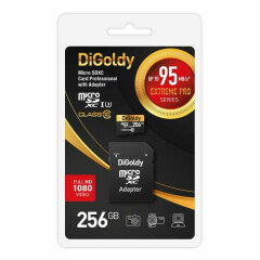 Карта памяти 256Gb MicroSD Digoldy Extreme Pro + SD адаптер