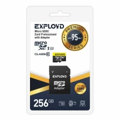 Карта памяти 256Gb MicroSD Exployd Premium + SD адаптер