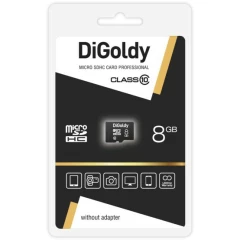 Карта памяти 8Gb MicroSD Digoldy (DG008GCSDHC10-W/A-AD)