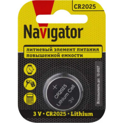 Батарейка Navigator (CR2025, 1 шт)