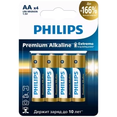 Батарейка Philips Premium Alkaline (AA, 4 шт)