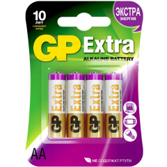 Батарейка GP 15AX Extra Alkaline (AA, 4 шт)