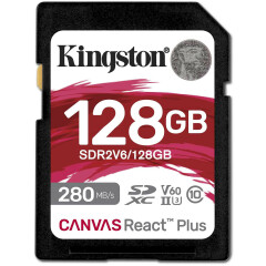 Карта памяти 128Gb SD Kingston Canvas React Plus (SDR2V6/128GB)