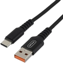 Кабель USB - USB Type-C, 1м, GoPower GP02T Black