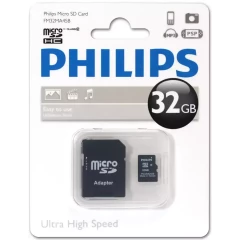 Карта памяти 32Gb MicroSD Philips + SD адаптер (FM32MA45B/97)