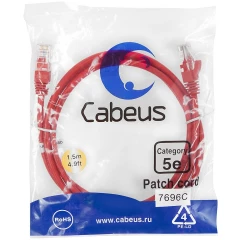 Патч-корд Cabeus PC-UTP-RJ45-Cat.5e-1.5m-RD-LSZH, 1.5м