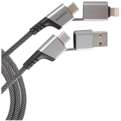 Кабель USB/USB Type-C - USB Type-C/Lightning, 1м, Zibelino ZDAI-4IN1-60W-GRY