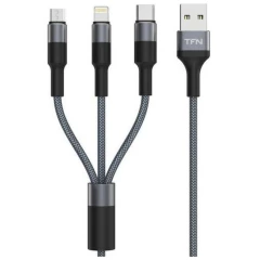 Кабель USB - microUSB/USB Type-C/Lightning, 1м, TFN TFN-CFZ3IN1GR