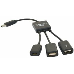 Переходник KS-IS 2x USB 2.0 A (F)/Micro USB A (F) - USB Type C (M), 0.1m (KS-319)
