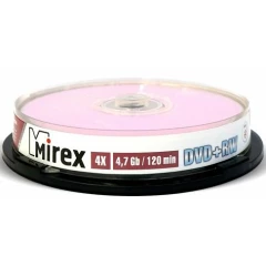 Диск DVD+RW Mirex 4.7Gb 4x Cake Box (10шт) (202639)