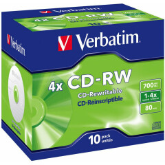 Диск CD-RW Verbatim 700Mb 2x-4x DataLife+ (10шт) (43123)