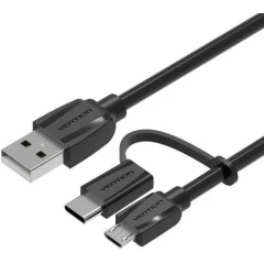 Кабель USB - microUSB/USB Type-C, 1м, Vention CABBF