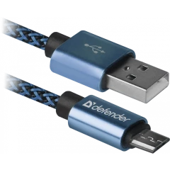 Кабель USB 2.0 A (M) - microUSB B (M), 1м, Defender USB08-03T Blue