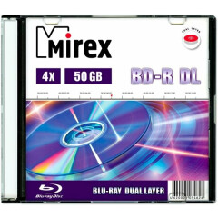 Диск BD-R Mirex 50Gb 4x Slim Case (1шт) (1054626)