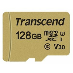 Карта памяти 128Gb MicroSD Transcend 500S + SD адаптер  (TS128GUSD500S)