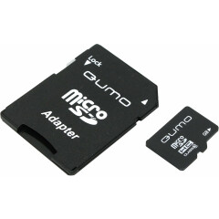 Карта памяти 4Gb MicroSD QUMO + SD адаптер (QM4GMICSDHC4)