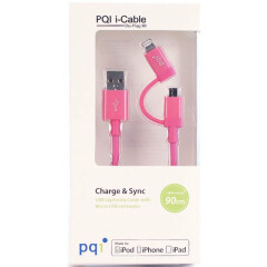 Кабель USB - microUSB/Lightning, 0.9м, PQI PQI-iCABLE-DuPlug90-PK