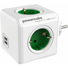 Сетевой разветвитель Allocacoc PowerСube Original Green 2x USB