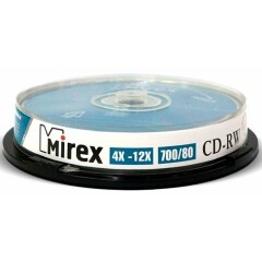 Диск CD-RW Mirex 700Mb 12x Cake Box (10шт) (203384)