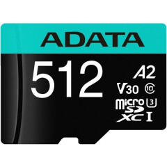Карта памяти 512Gb MicroSD ADATA + SD адаптер (AUSDX512GUI3V30SA2-RA1)