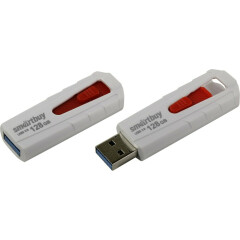 USB Flash накопитель 128Gb SmartBuy Ion White/Red (SB128GBIR-W3)