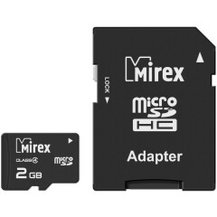 Карта памяти 2Gb MicroSD Mirex + SD адаптер (13613-ADTMSD02)