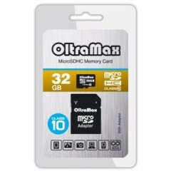 Карта памяти 32Gb MicroSD OltraMax + SD адаптер (OM032GCSDHC10-AD)