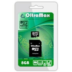 Карта памяти 8Gb MicroSD OltraMax + SD адаптер (OM008GCSDHC4-AD)
