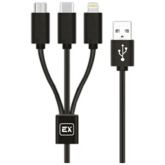 Кабель USB - microUSB/USB Type-C/Lightning, 1.2м, Exployd EX-K-646