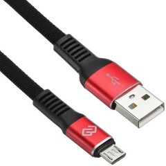 Кабель USB - microUSB, 1.2м, Digma MICROUSB-1.2M-FLAT-BLKR