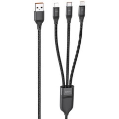 Кабель USB - microUSB/USB Type-C/Lightning, 1.2м, HOCO U104 Black (HC-55933)