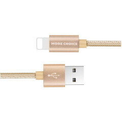 Кабель USB - Lightning, 1м, More Choice K11i Gold