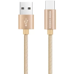 Кабель USB - USB Type-C, 1м, More Choice K11a Gold