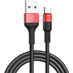 Кабель USB - microUSB, 1м, HOCO X26 Black/Red (HC-80220)