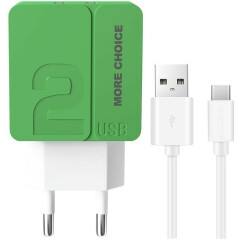 Сетевое зарядное устройство More Choice NC46a Green