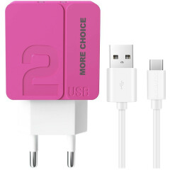 Сетевое зарядное устройство More Choice NC46a Pink