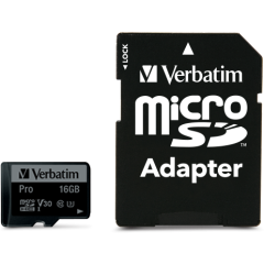 Карта памяти 16Gb MicroSD Verbatim + SD адаптер (47040)