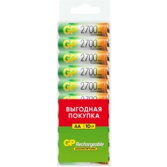 Аккумулятор GP (AA, NiMH, 2700mAh, 10 шт)