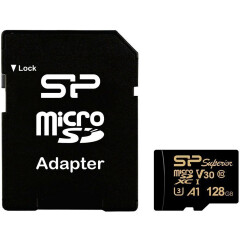 Карта памяти 128Gb MicroSD Silicon Power Golden Superior + SD адаптер (SP128GBSTXDV3V1GSP)