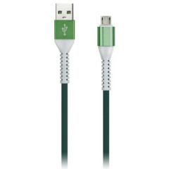 Кабель USB - microUSB, 1м, SmartBuy iK-12FL-NB Green