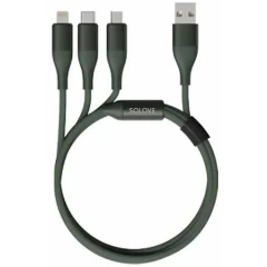 Кабель USB - microUSB/USB Type-C/Lightning, 1.2м, Xiaomi Solove DW2 Green