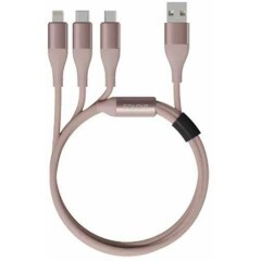 Кабель USB - microUSB/USB Type-C/Lightning, 1.2м, Xiaomi Solove DW2 Pink